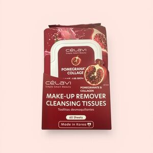 Célavi Pomegranate & Collagen Make-Up Remover Cleansing Tissues - Red